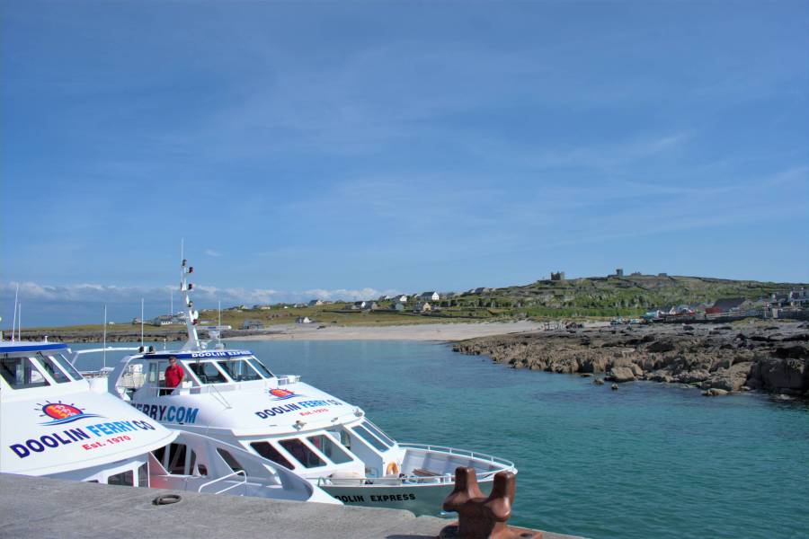Doolin Ferry docked at Inis Oirr, Aran Islands.