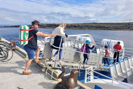 Passengers boarding Aran Islands Express ferry at Doolin Pier