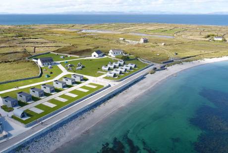ariel view of Glamping and Camping on Inis Mor, Aran Islands