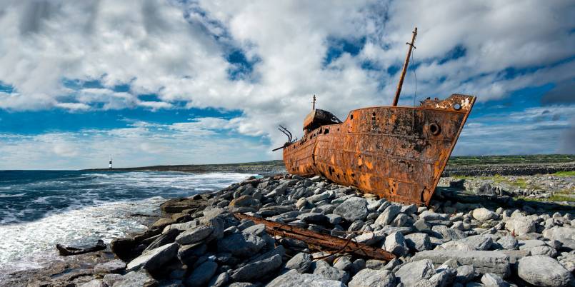 The Plassey Shipwreck on Inis Oirr, Aran Islands.
