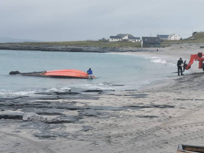 US Navy boat found on upturned on Inis Oirr beach, Aran Islands.